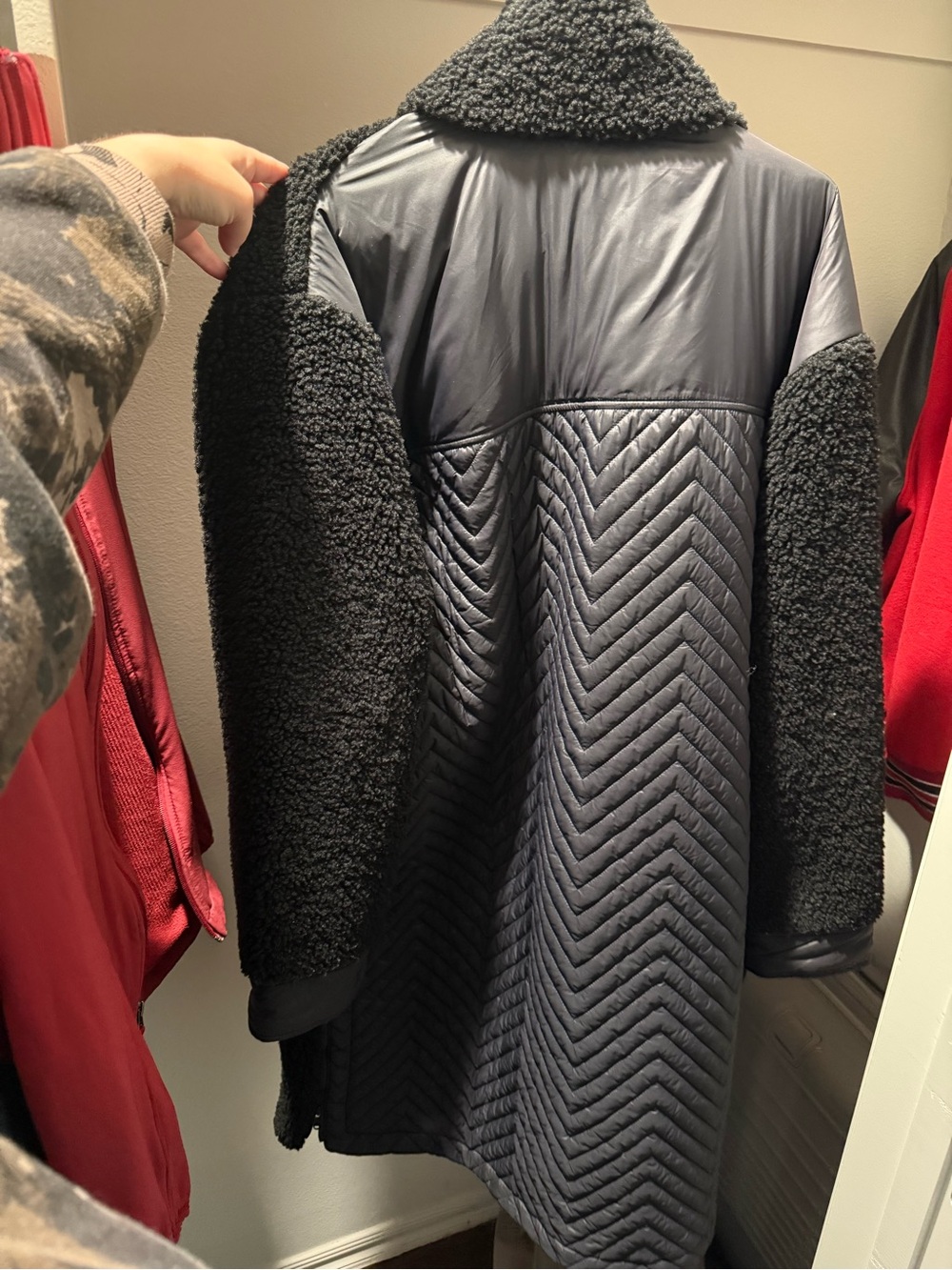 Athleta - Women’s Black Quilted & Sherpa Coat